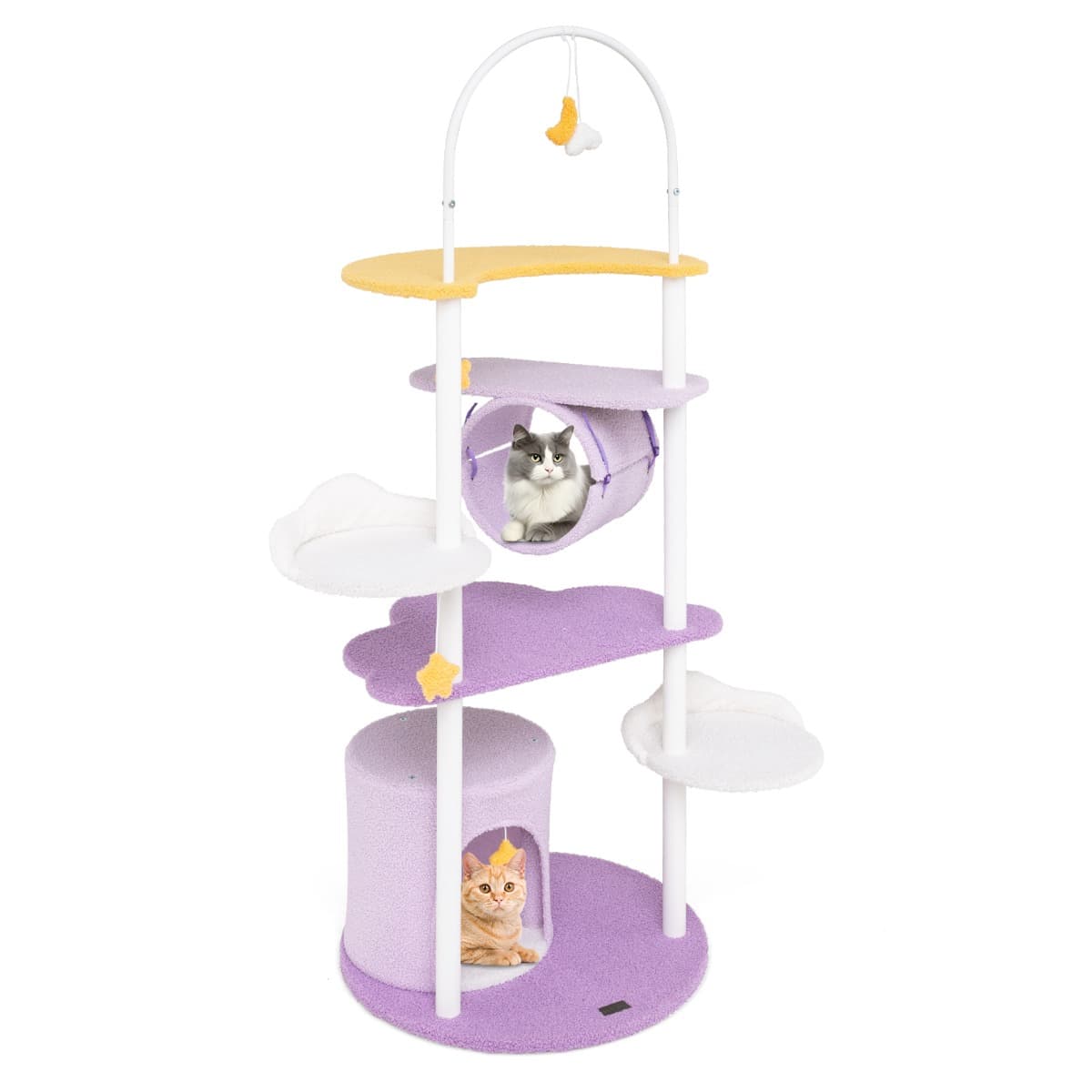 CostwayArbre à Chat à Plusieurs Niveaux Tour pour Chat de 158 cm Cadre en Métal Perchoir Surdimensionné Plateformes de Saut Violet