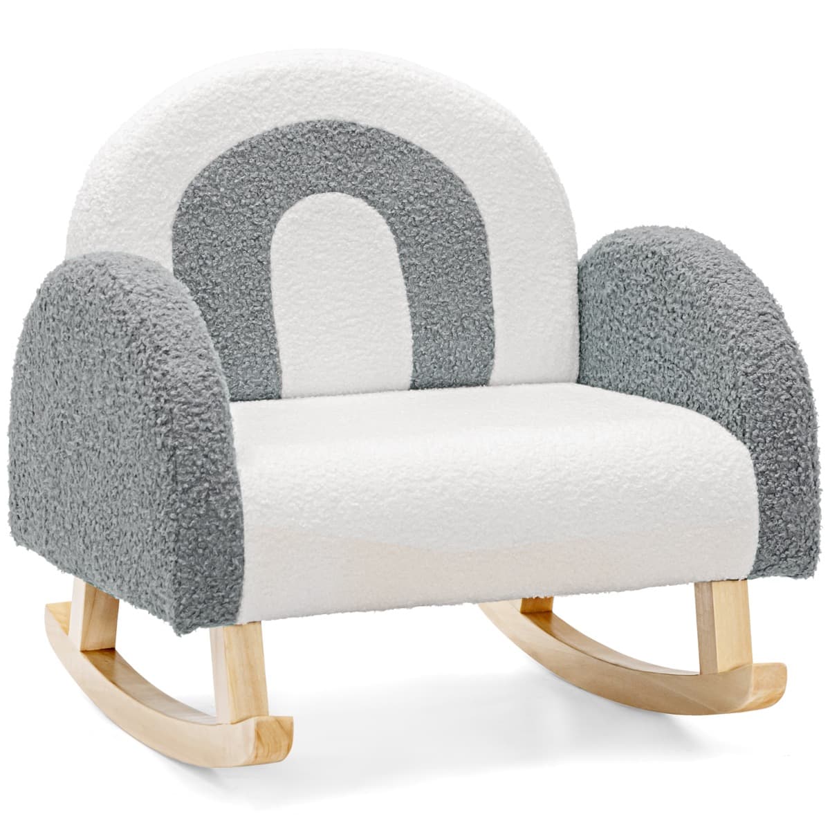 CostwayCanapé Enfant à Bascule en Peluche Fauteuil Charge 50kg Jolis Cadeaux pour Garçon Fille de 3-5 ans Gris