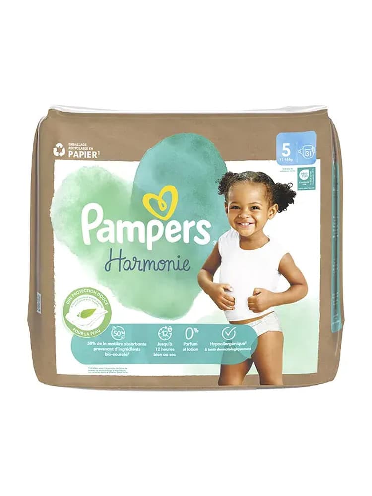 Pampers Harmonie 31 Couches Taille 5 Emballage Recyclé 11 à 16 kg